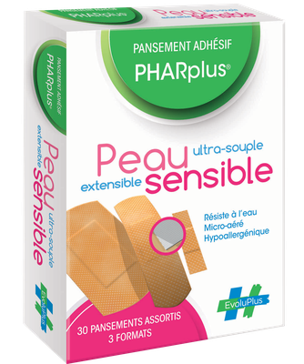 PHARplus® Pansements Peaux Sensibles 30 pansements / 3 formats