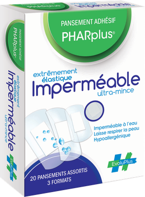 PHARplus® Pansements Imperméables 20 pansements / 3 formats